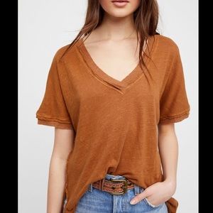 NWT Free People Take Me Tee M Deep Caramel